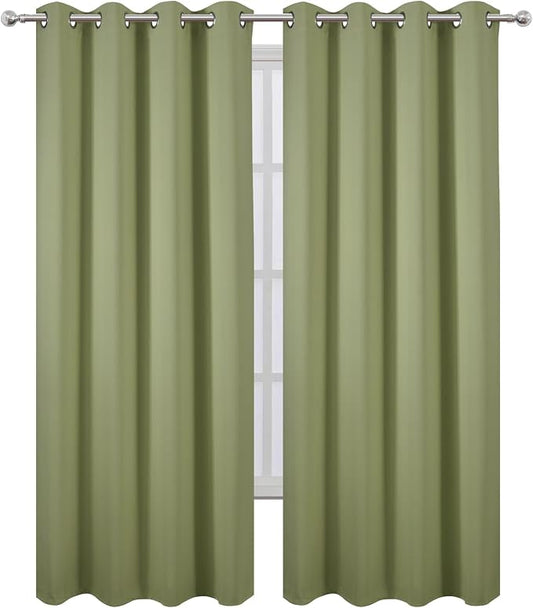 LEMOMO Blackout Curtains 52 x 90 inches Long Sage Green Curtains Set of 2 - Image 2