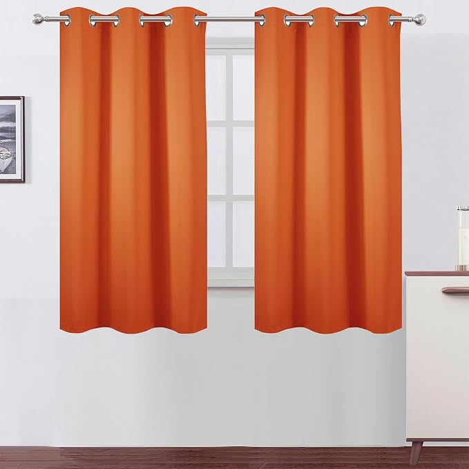 LEMOMO Orange Blackout Curtains/38 x 54 Inch/Set of Two Panels Grommet Living by Lemomo