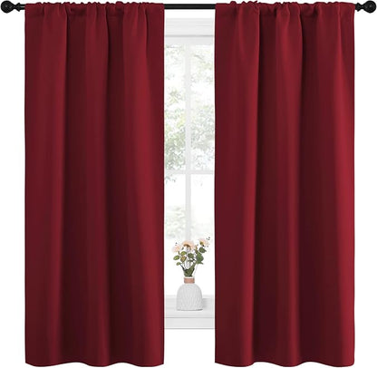NICETOWN Christmas Burgundy Curtains Blackout Drape Panels - Image 2