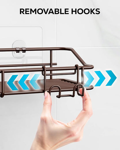 Nieifi Shower Caddy Shelf with Hooks Storage Rack Organizer Adhesive Stainless - Image 6