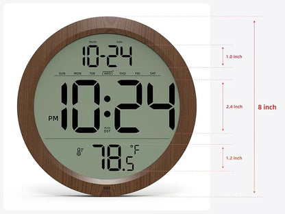 Digital Wall Clock with Date, Indoor Temperature, Battery-Operated Digital Clock - Image 3