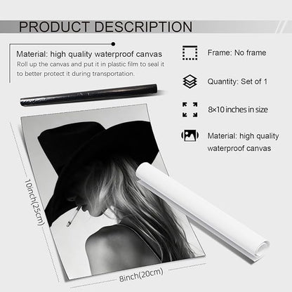 FuSatisYilife Trendy Black And White Wall Art Cool Western Woman Smoking Prints - Image 2