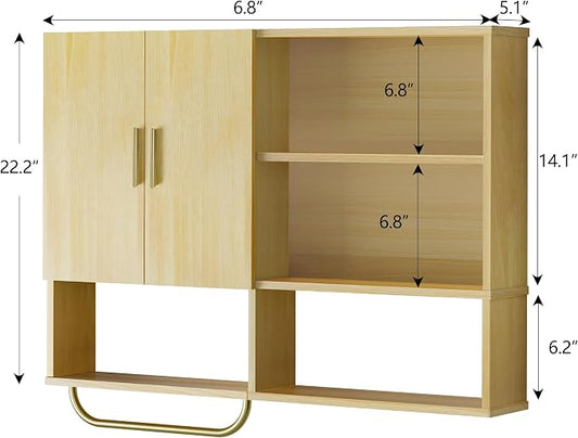 Bathroom Wall Cabinet Wood Large Wall Mounted Medicine Cabinet - Image 2