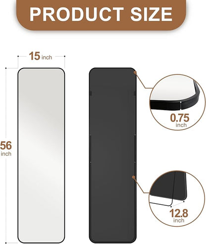 Delma Full Length Mirror, Wall Mounted, Freestanding or Leaning, Rounded - Image 2