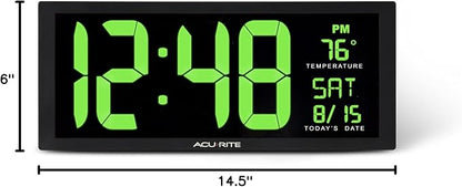 AcuRite 75155M 14.5" Large Green LED Digital Clock Inch - Image 8
