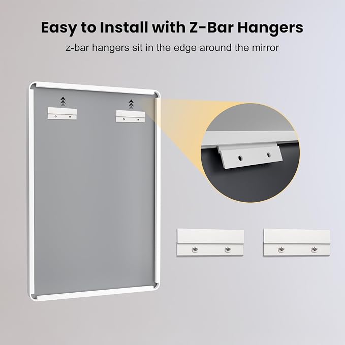 LOAAO 40x30 Inch White Metal Framed Bathroom Mirror - Image 6