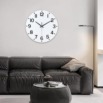 HZDHCLH Wall Clock 12 Inch Silent Non Ticking Wood Battery Operated White - Image 9