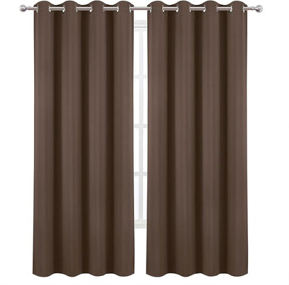 LEMOMO Blackout Curtains 52 x 90 Inch Long Chocolate Curtains Set of 2 Panels - Image 2