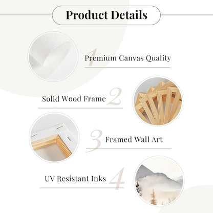 Neutral Mountain Wall Art Decor Set of 3 Forest Canvas Wall Art Poster - Image 7