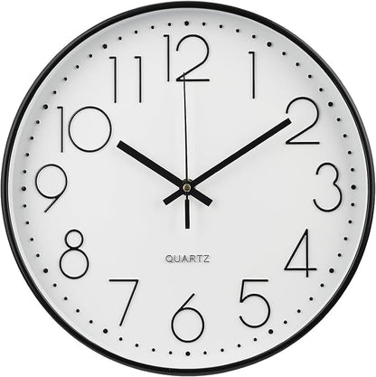 Wall Clock Non-Ticking Silent Modern Simple Style Round Decor Clock by BAKBRAND