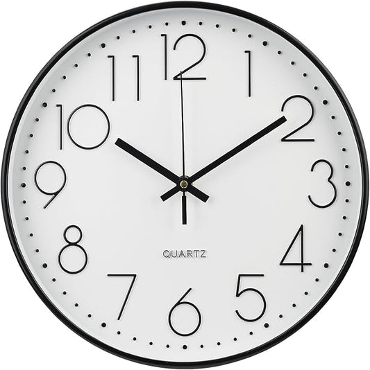 Wall Clock 10 Inch Non-Ticking Silent Modern Simple Style Round Decor Clock by BAKBRAND
