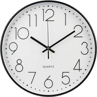 Wall Clock 10 Inch Non-Ticking Silent Modern Simple Style Round Decor Clock by BAKBRAND
