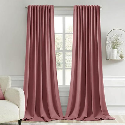 MIULEE Dusty Rose Back Tab Blackout Curtains 120 Inch Long 2 Panels Set by MIULEE