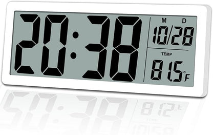 8.5" Modern Digital Wall Clock, Battery Operated, Simple LCD Display by QINYUNE
