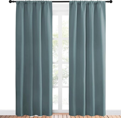 NICETOWN Greyish Blue Blackout Curtains Panels - Image 2