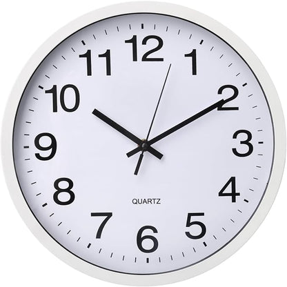 Wall Clock 12 Inch Metal Finish Silent Non Ticking Indoor Clock Round Battery - Image 2