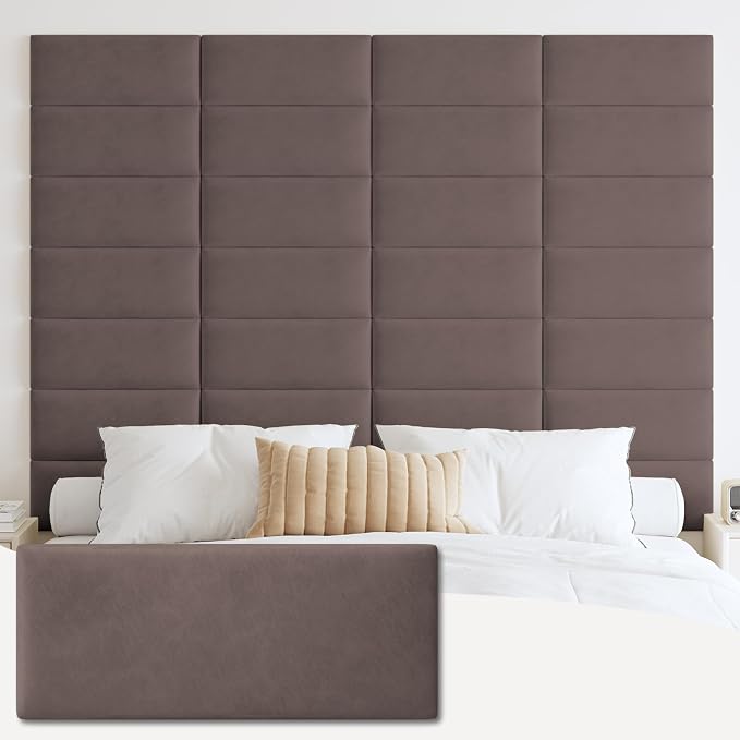 iNOW Wall Mounted Upholstered Headboard King, 3D Peel and Stick Soundproof Wall by IFNOW