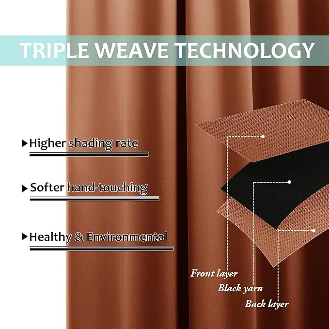 NICETOWN Burnt Orange 100% Blackout Curtains - Image 5
