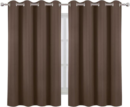 LEMOMO Blackout Curtains 66 x 54 Inch Long Chocolate Curtains Set of 2 Panels - Image 2