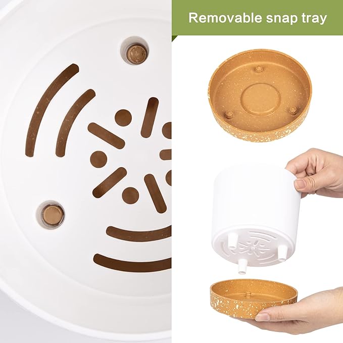 QCQHDU 5 inch Plant Pot, 2 Pack Planters for Indoor Plants with Drainage Holes & Saucer, Outdoor Flower Pots Home Garden Modern Decor