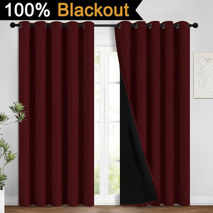 Yakamok 100% Blackout Curtains for Living Room, Noise Reducing Drapes, Thermal - Image 2