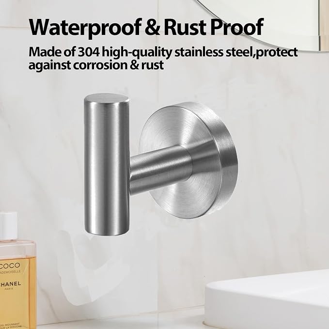 Kruodop Towel Hooks for Bathroom, 4 Packs Wall Mount Towel Holder, Stainless - Image 3