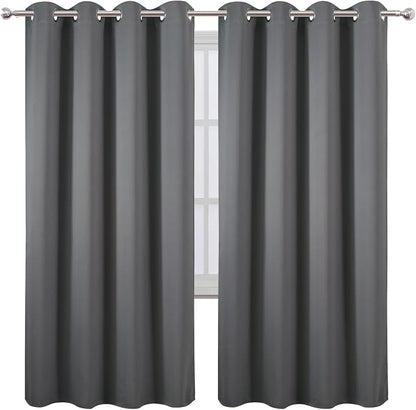 LEMOMO Blackout Curtains 66 x 72 Inch Long Frost Grey Curtains Set of 2 Panels - Image 2