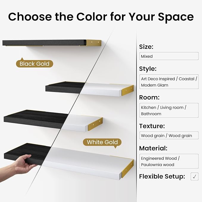 BAYKA Wall Shelves for Bedroom Decor, Floating Wall Shelves for Living Room - Image 5