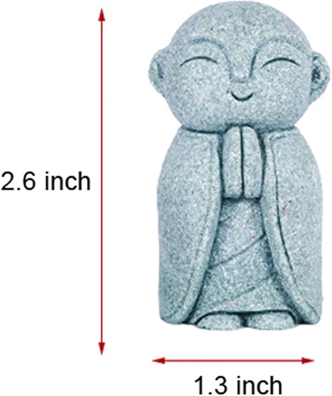 OwMell Japanese Jizo Monk Statue Praying, Buddha Jizo Statue Figurine Memorial Statue Aquarium Decoration for Garden Outdoor Ornament 2.6" - Namaste
