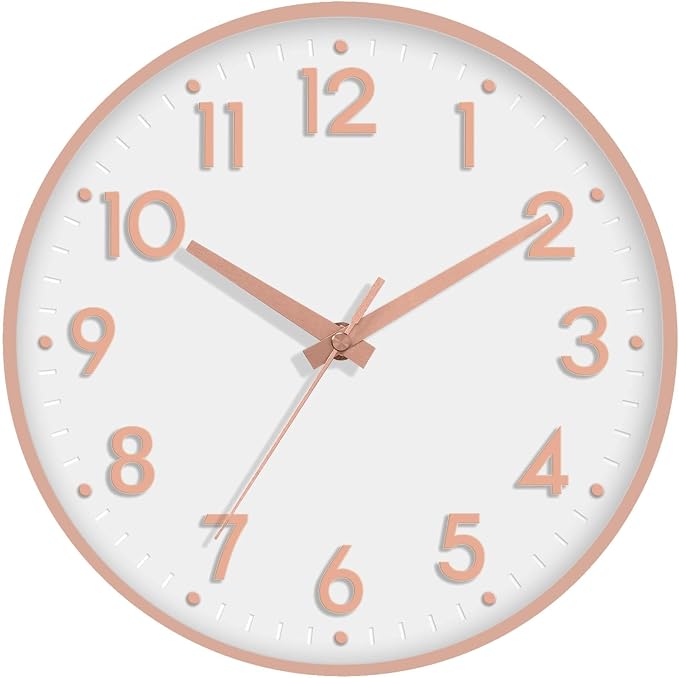 Mosewa Wall Clock 12 Inch, Battery Operated Silent Non-Ticking Modern Analog by MOSEWAWALLCLOCK