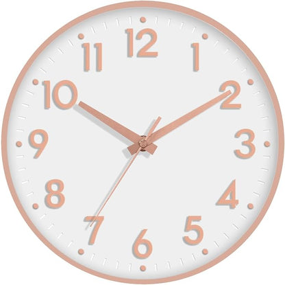 Mosewa Wall Clock 12 Inch, Battery Operated Silent Non-Ticking Modern Analog by MOSEWAWALLCLOCK