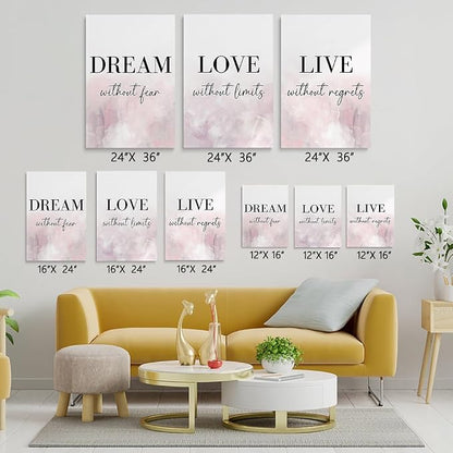 GUBIYU Dream Love Live Quotes Posters Print Set of 3 Pink Purple Love Quotes - Image 6