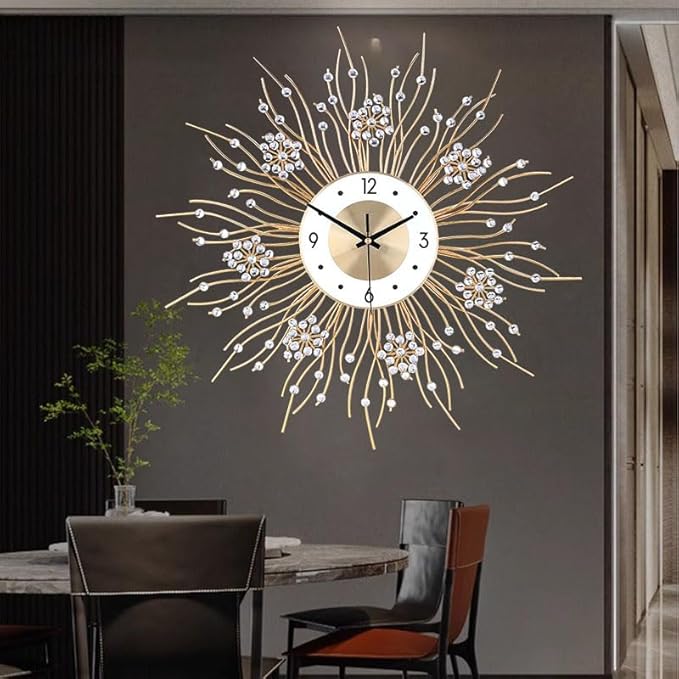 SIN&MI Large Wall Clocks, Silent Sunflower Shape Chic Decorative Wall Clock - Image 6