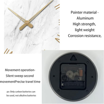 White Small Wall Clocks Battery Operated Marble Analog Clock - Image 8