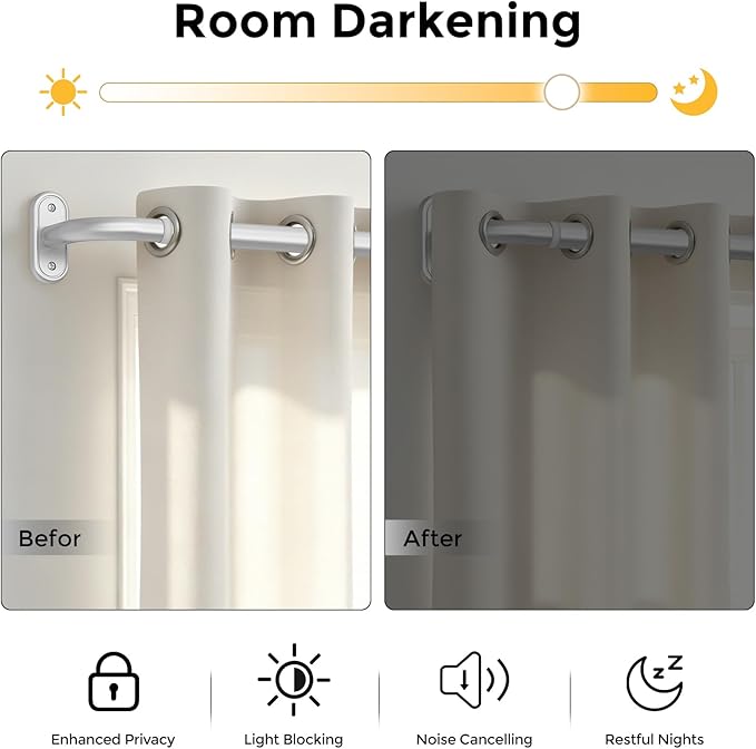 2 Pack Curtain Rods 32-46 Inch, 1 Inch Adjustable Heavy Duty Room Darkening - Image 3