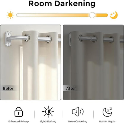 2 Pack Curtain Rods 32-46 Inch, 1 Inch Adjustable Heavy Duty Room Darkening - Image 3