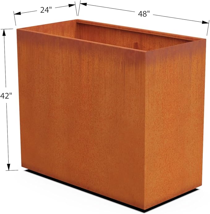 Corten Steel Planter Rectangle Outdoor Metal Garden Box Heavy Duty | Made in USA | Fully Assembled