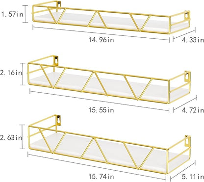 Amaoot Floating Shelves Set of 3, Home Wood Wall Shelf, Farmhouse Shelf - Image 3