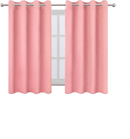 LEMOMO Blackout Curtains 66 x 54 Inch Long Pink Curtains Set of 2 Panels Room - Image 2