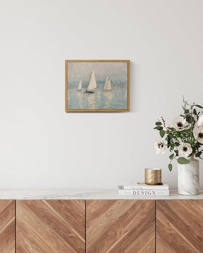 InSimSea Framed Canvas Wall Art, Vintage Sailboats Art - Image 3