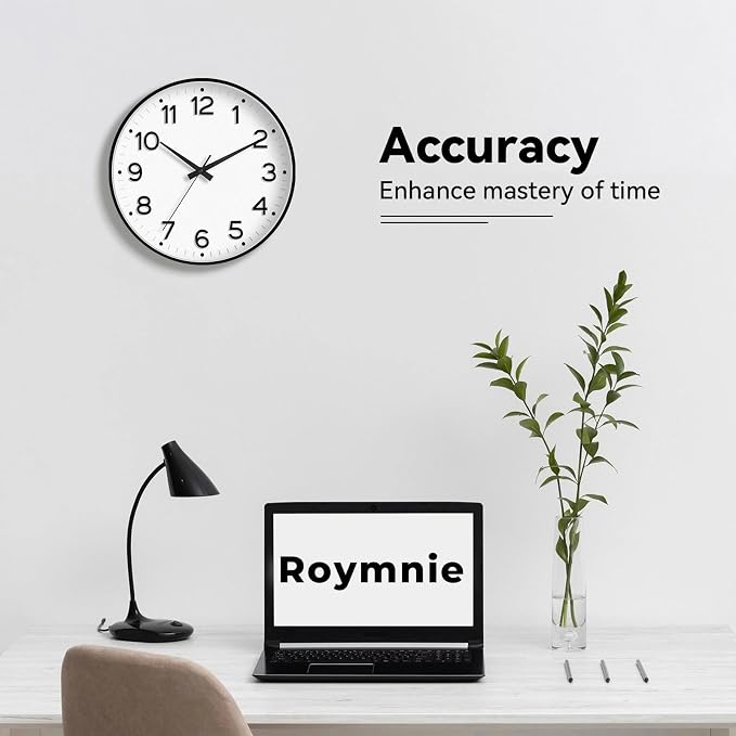 Roymnie Wall Clock 10 Inch Silent Wall Clocks Battery Operated-Modern Non - Image 7