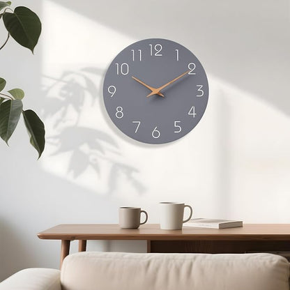 Mosewa Wall Clock 8 Inch Gray Battery Operated Silent Non Ticking Simple Modern - Image 5