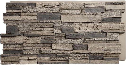 EverStone Cascade Faux Stone Panel, 48 5/8"W x 24 3/4"H x 1 1/4"D, Urban Color by EkenaMillwork