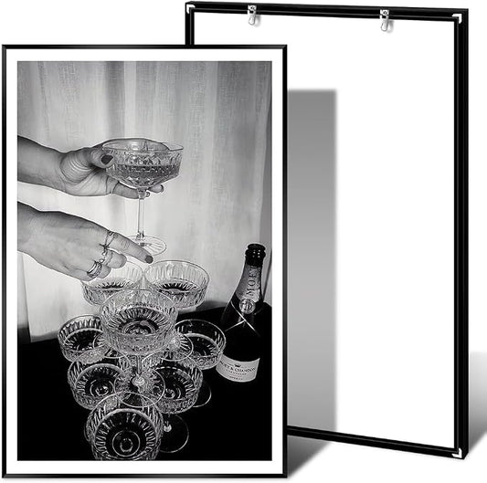 Vintage Champagne Glasses Posters Black and White Wall Art Trendy Wine Decor - Image 2