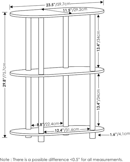 Furinno Turn-N-Tube No Tools 3-Tier Modern Oval Side Display Rack - Image 3