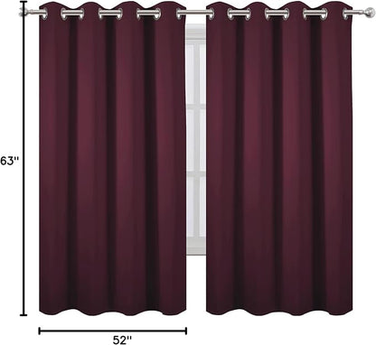 LEMOMO Burgundy Red Blackout Curtains 52 x 63 Inch Length/Set of 2 Curtain - Image 10