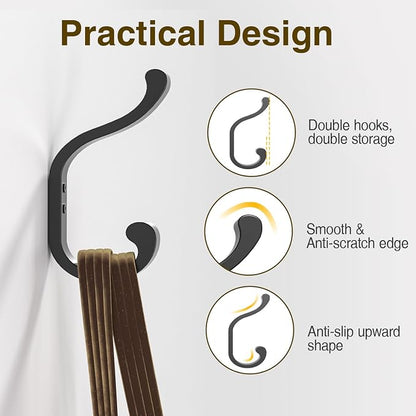 bussdis Coat Hooks Wall Mount for Hanging, Heavy Duty Backpack Hooks for Wall - Image 4