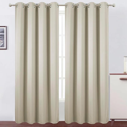 LEMOMO Blackout Curtains 66 x 95 inch/Light Beige Curtains Set of 2 by Lemomo