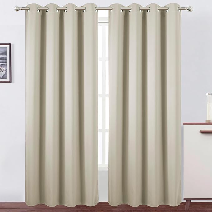 LEMOMO Blackout Curtains 52 x 90 Inch Long Light Beige Curtains Set of 2 Panels by Lemomo