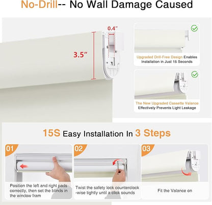 AOSKY No Drill Cordless Blackout Roller Shades - Image 4